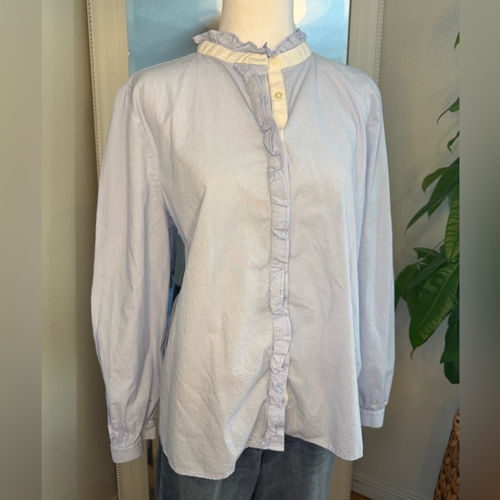LOFT Soft Blue Textured Top